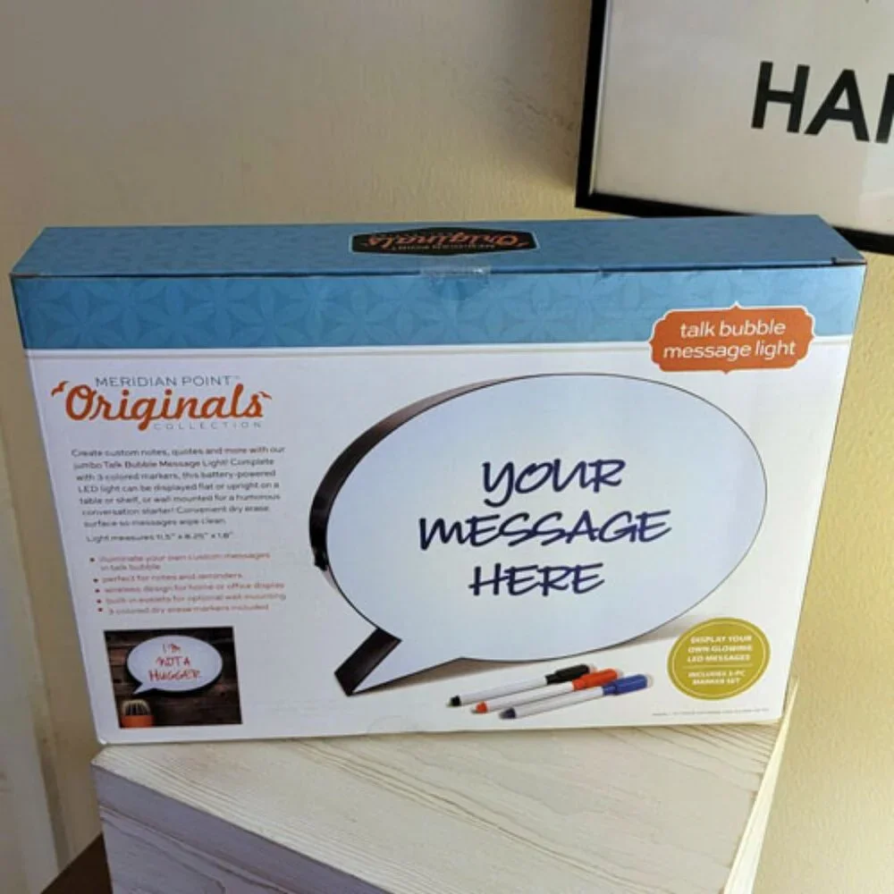 LED Talk Bubble Message Night Light Box Dry Erase Sign Board NEW Customizable